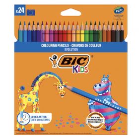 Creioane colorate BIC Kids Evolution, 24 culori/set
